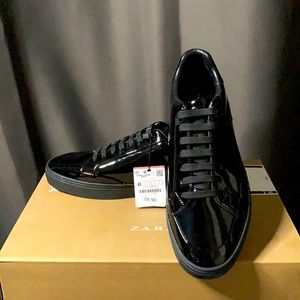 Black Patent Finish Zara Sneakers